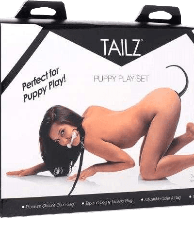 PUPPY PLAY SET INCLUYE MORDAZA, ENCHUFE Y COLLAR NEGRO